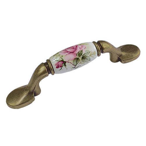 M-shaped country style rose white bottom hole spacing 76mm ceramic handle - bronze base HM821BKWH