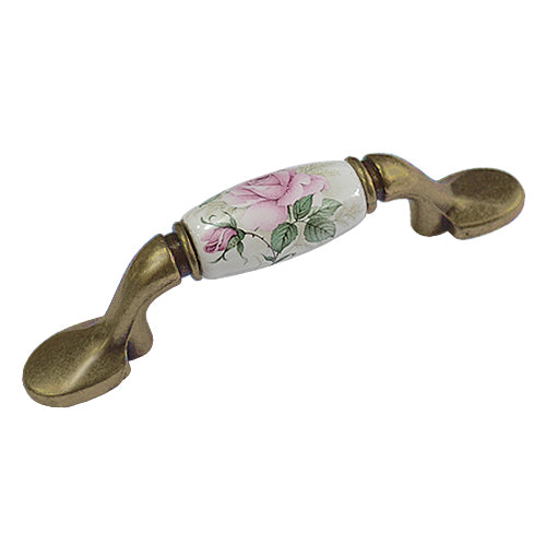 M-type elegant rose white bottom hole spacing 76mm ceramic handle - bronze base HM821BKWH_C