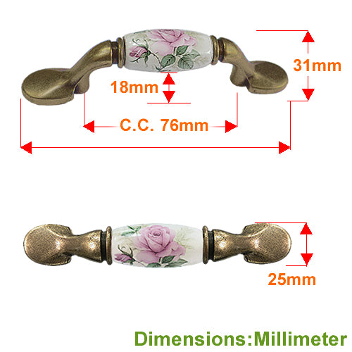 M-type elegant rose white bottom hole spacing 76mm ceramic handle - bronze base HM821BKWH_C