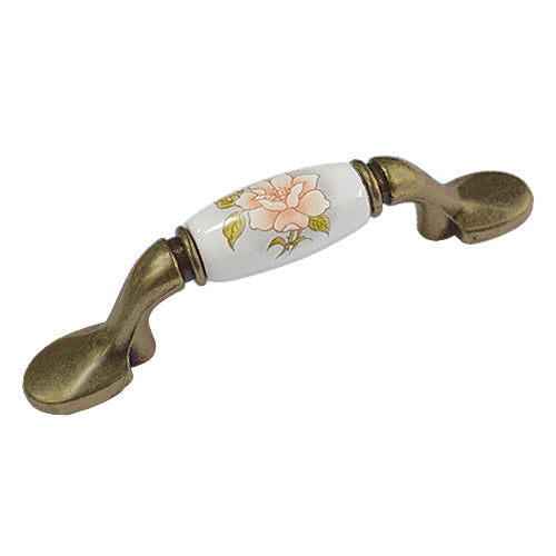 M-type camellia beige bottom hole spacing 76mm ceramic handle - bronze base HM851BKWH