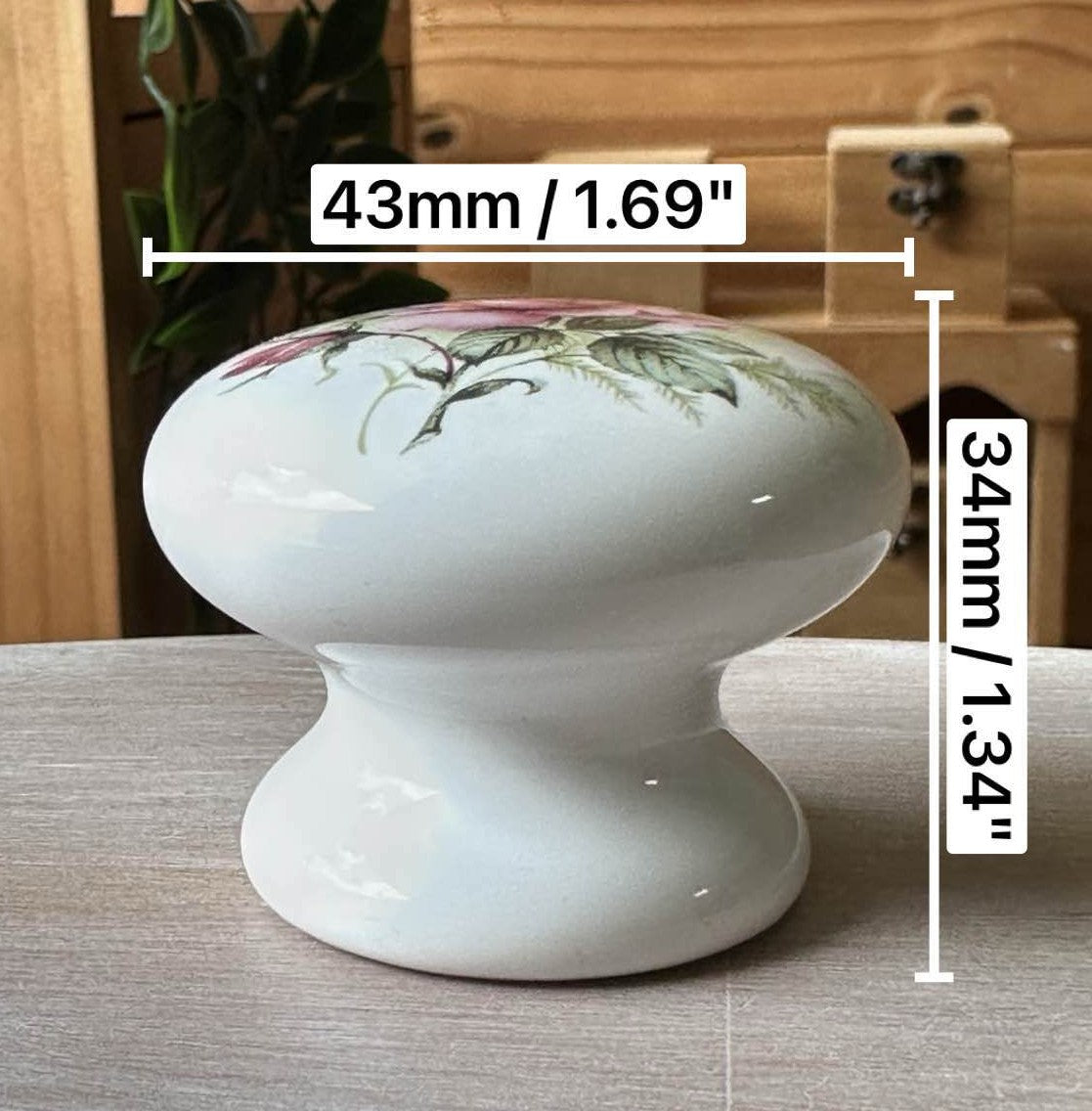 Country style rose 143 white Ø 43mm ceramic handle HP143WH