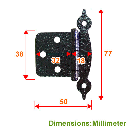 Single Country Style Hinge - Black JA049BL