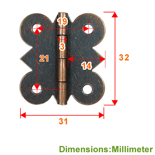 Medium Butterfly 180 Degree Hinge - Red Bronze JB002BR