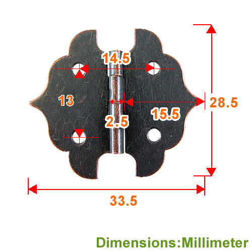 Shaped Bat Hinge - Red Bronze JB003BR