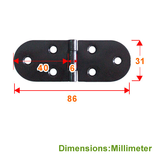 Heavy D hinge 86x31mm- black JD008BL