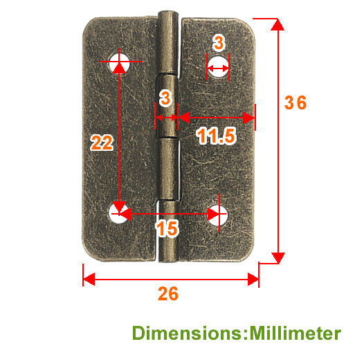 D-shaped hinge 26x36mm- bronze JD011BK