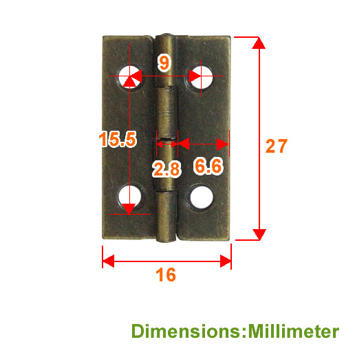 D-shaped hinge 16x27mm- bronze JD013BK