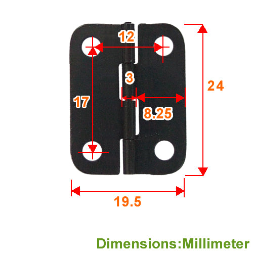 D-type hinge 19.5x24mm- black JD022BL