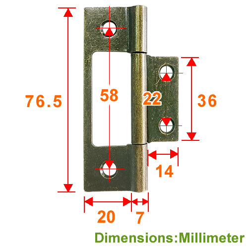 76mm hinge without folding - bronze JD176BK