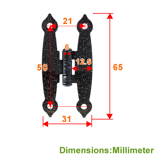Small Country Embossed Hinge - Black JH002BL