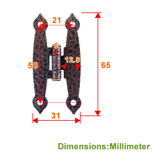 Small Country Embossed Hinge - Red Bronze JH002BR