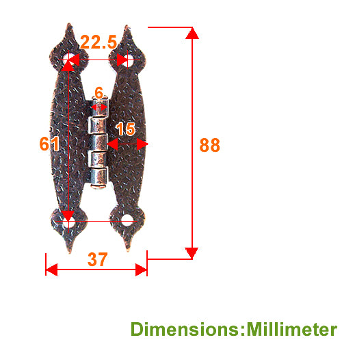 Large Country Embossed Hinge - Red Bronze JH003BR