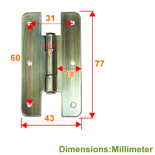 H Type Rounded Hinge - Polished Bronze JH008BK