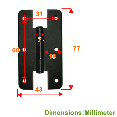 H Type Round Corner Hinge - Polished Matte Black JH008BL