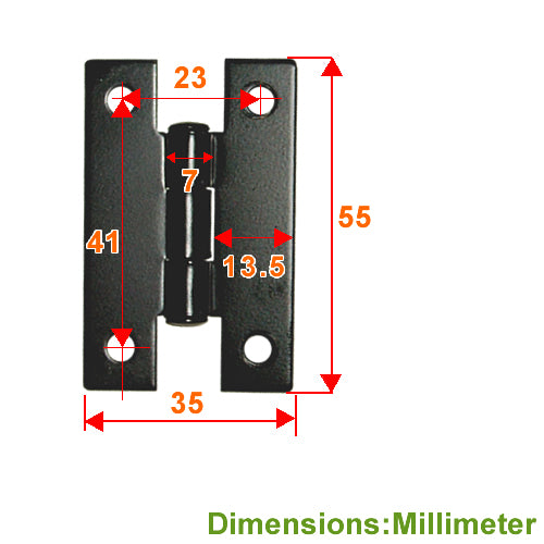 H Type Polished Small Hinge - Polished Matte Black JH009BL