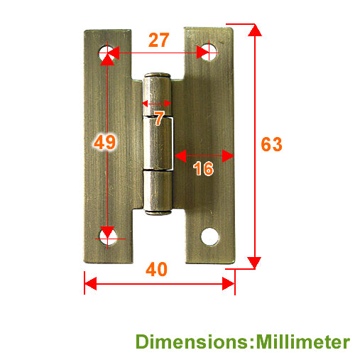 H Type Polished Middle Hinge - Polished Bronze JH012BK