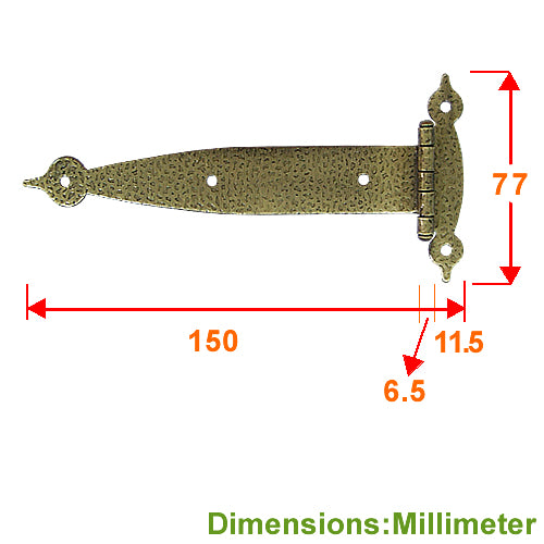 Long Embossed Country Hinge - Green Bronze JY003BK