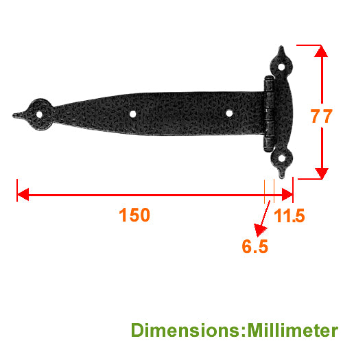 Long Embossed Country Hinge - Black JY003BL