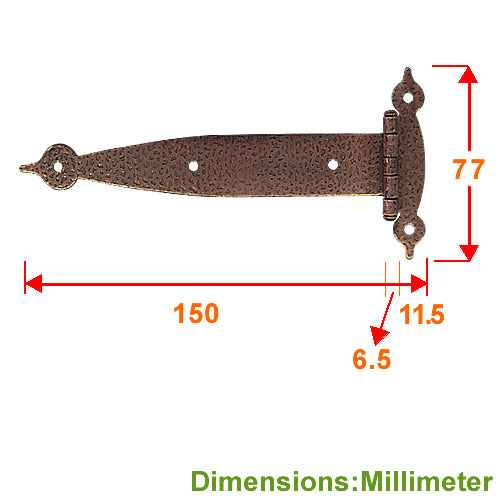 Long Embossed Country Hinge - Red Bronze JY003BR