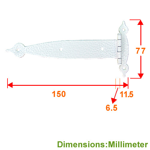 Long Embossed Country Hinge - Victorian White JY003WH