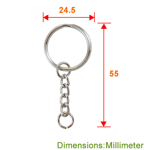 D010 Key chain ring + four-eye chain + double circle - Nickel color KD010NI