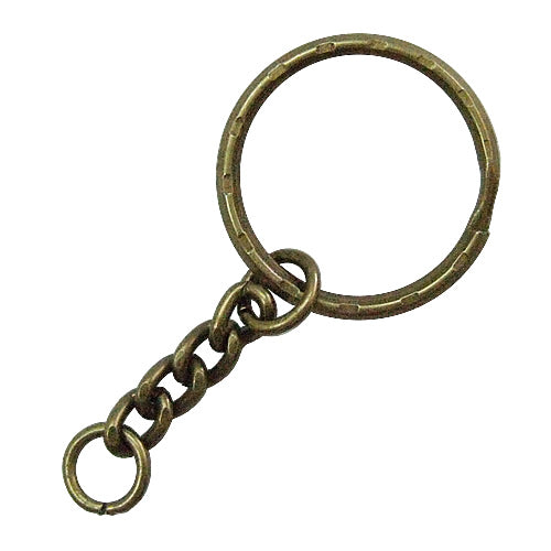 A005 28mm engraved key ring four-eye rough grinding chain-bronze KA005BK