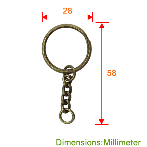A006 28mm engraved key ring four-eye rough grinding chain + sheep eye-bronze KA006BK