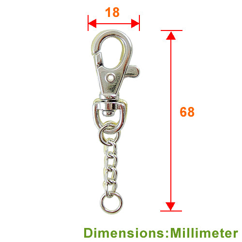 D003 Key chain ring + four-eye chain - Nickel color KD003NI