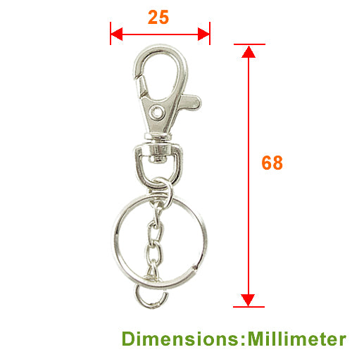 D007 Key chain ring + four-eye chain + double circle - Nickel color KD007NI