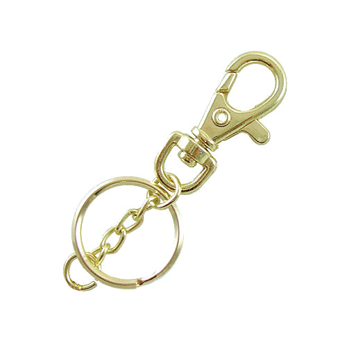 D007 Key chain ring + four-eye chain + double circle - bronze gold KD007YG