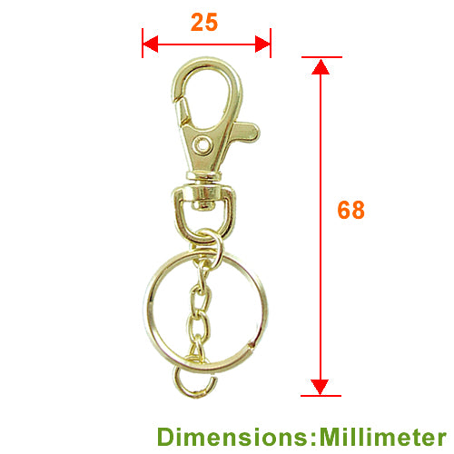 D007 Key chain ring + four-eye chain + double circle - bronze gold KD007YG