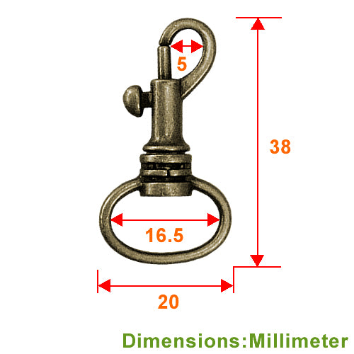 D120 Keychain Ring 3.8cm Zinc Hook - Bronze KD120BK