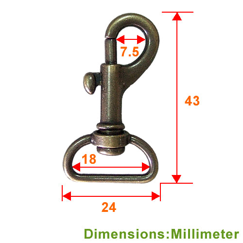 D124 Keychain Ring 4.3cm- D Ring Zinc Hook- Bronze KD124BK