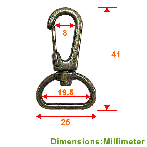 D125 Keychain Ring 4.1cm- D Ring Zinc Hook- Bronze KD125BK