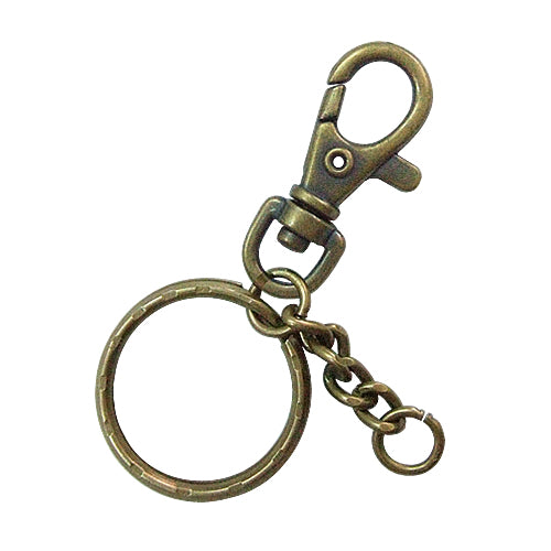 D307 key chain ring + four-eye rough grinding chain + engraved double circle - bronze KD307BK