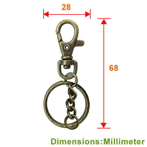 D307 key chain ring + four-eye rough grinding chain + engraved double circle - bronze KD307BK