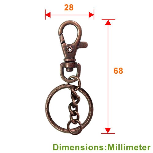 D307 key chain ring + four-eye rough grinding chain + engraved double circle - red bronze KD307BR