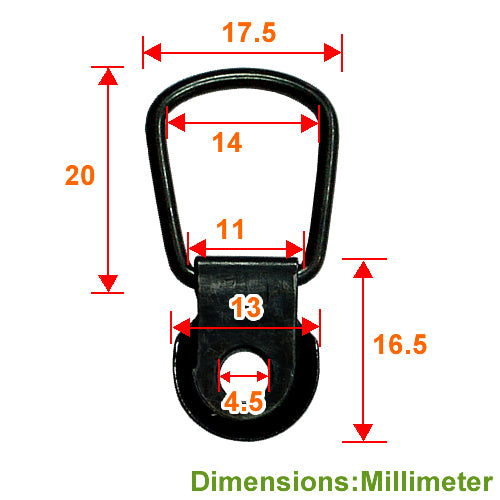 Horseshoe type - double piece - single hole - black QD1316BL