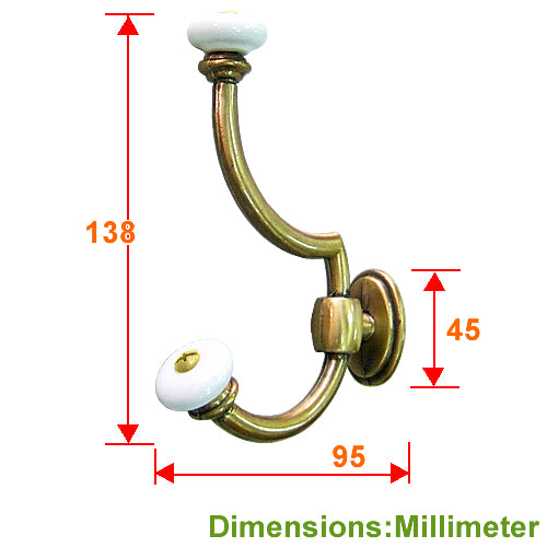 Ceramic Country Windbreaker Hook - Coffee Ancient vs. Pure White YD138CF