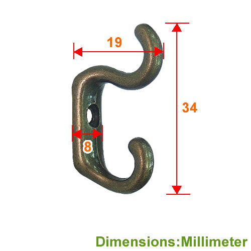Country Style Small Hook with Two Ears - Green Bronze YD340BK