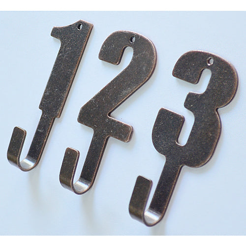 Japanese country style number hook 1 2 3 (3 pcs in a pack) - red bronze YD600BR