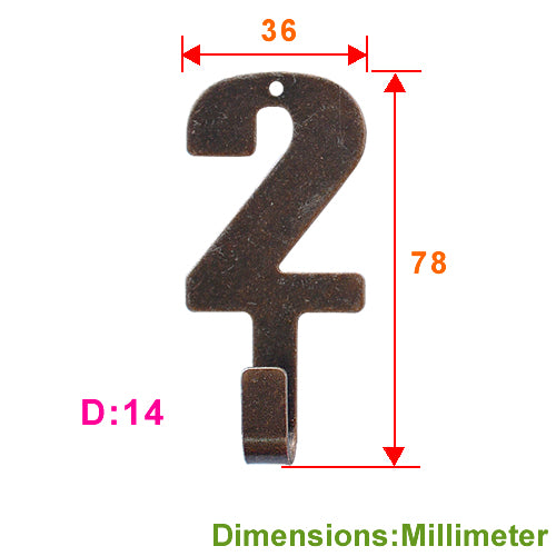 Japanese Country Style Number Hook【2】-Red Bronze YD602BR