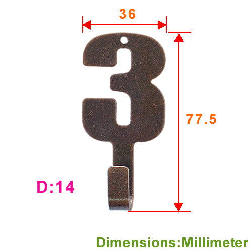Japanese Country Style Number Hook【3】-Red Bronze YD603BR