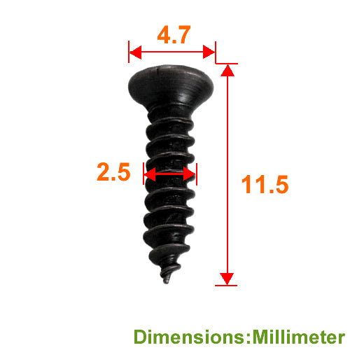 Flat head 12mm wood screw - black YF120BL
