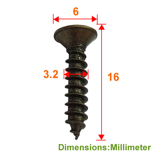 Flat head 16mm wood screw-bronze YF160BK