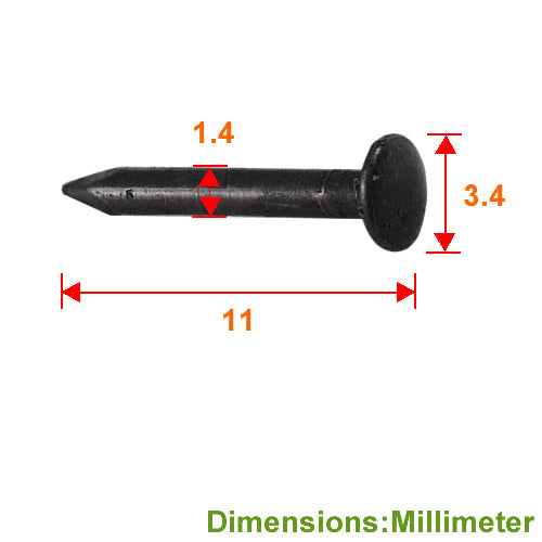 Iron nail half round head/ball head 10mm- black- YN100BL