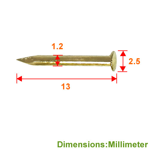 Iron nail small semi-round head/ball head 12mm-bronze gold-YN122YG