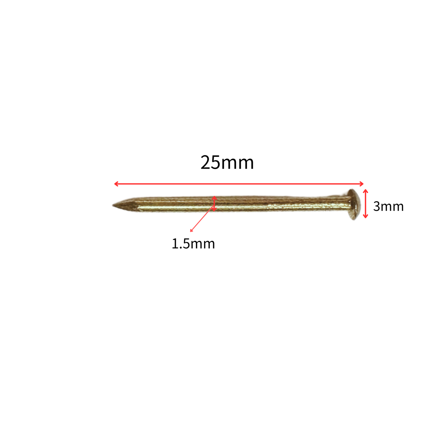 Copper nail half round head 25mm-brass-YN625BZ