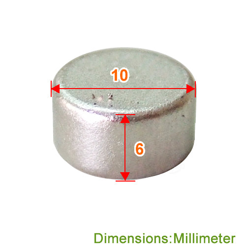Strong magnet 10*6mm - Nickel color YY106NI