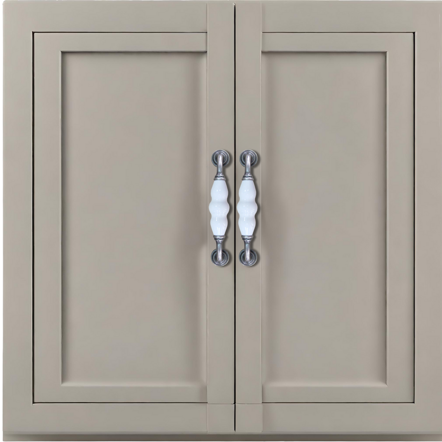 J-shaped pure white hole spacing 128mm ceramic handle - antique silver base HJ201SKWH